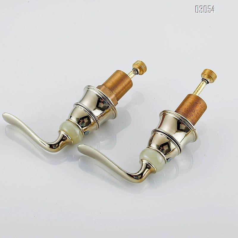 Golden bathroom sink faucet brass accessories jade stone accessories handle faucet cold and hot switch beauty