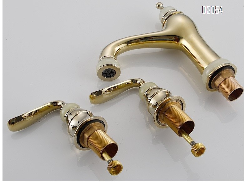 Golden bathroom sink faucet brass accessories jade stone accessories handle faucet cold and hot switch beauty