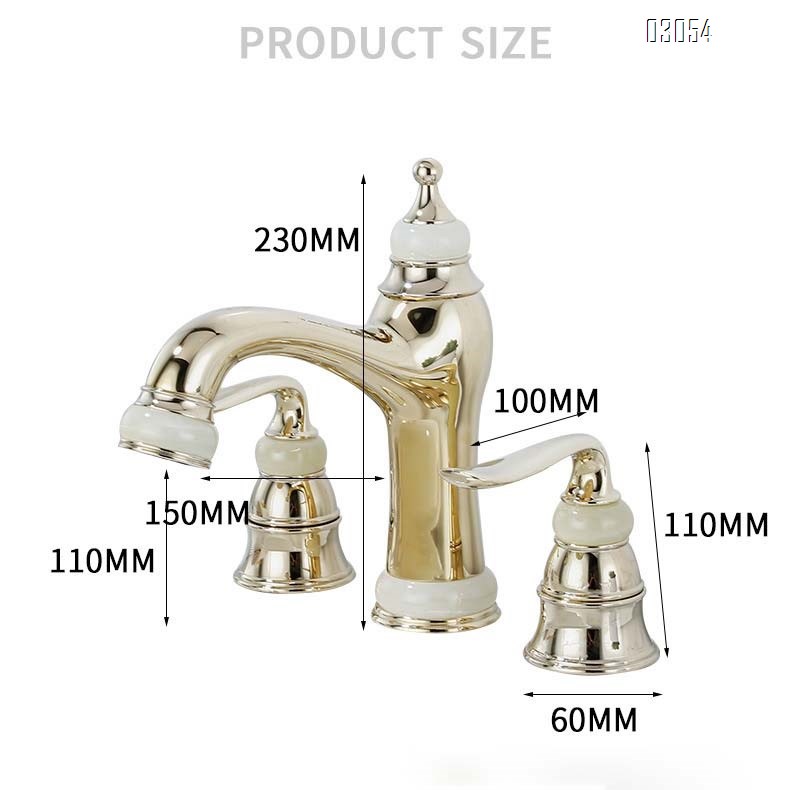 Golden bathroom sink faucet brass accessories jade stone accessories handle faucet cold and hot switch beauty