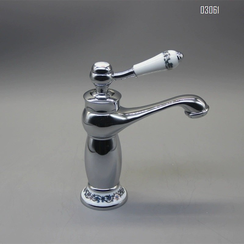 Antique brass bathroom sink basin cold and hot water faucet black and gold blue and white porcelain bathroom wash basin single hole faucet