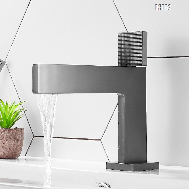 Brass bathroom sink basin waterfall faucet cold and hot hand wash basin under-counter basin bathroom minimalist faucet