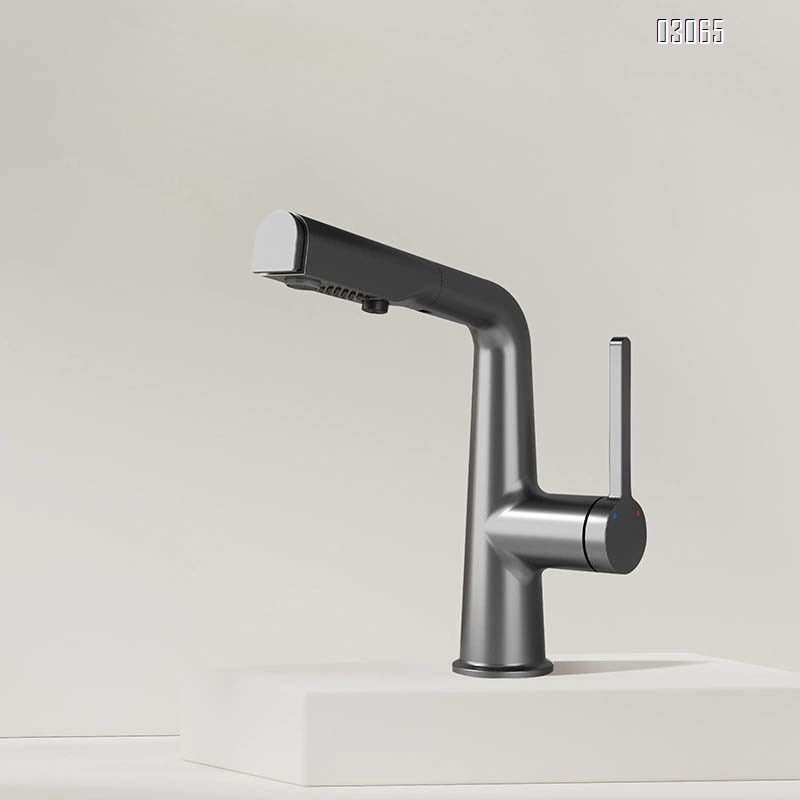 Brass Cream style home pull-out Bathroom sink basin faucets raised and rotated telescopic wash cabinet cold and hot water dragon