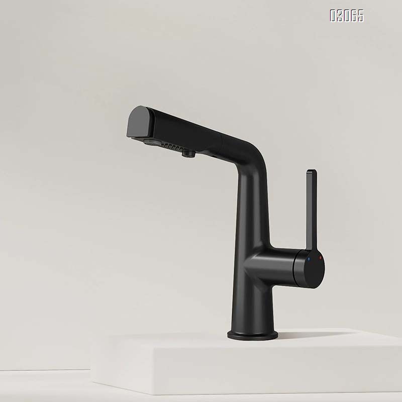 Brass Cream style home pull-out Bathroom sink basin faucets raised and rotated telescopic wash cabinet cold and hot water dragon