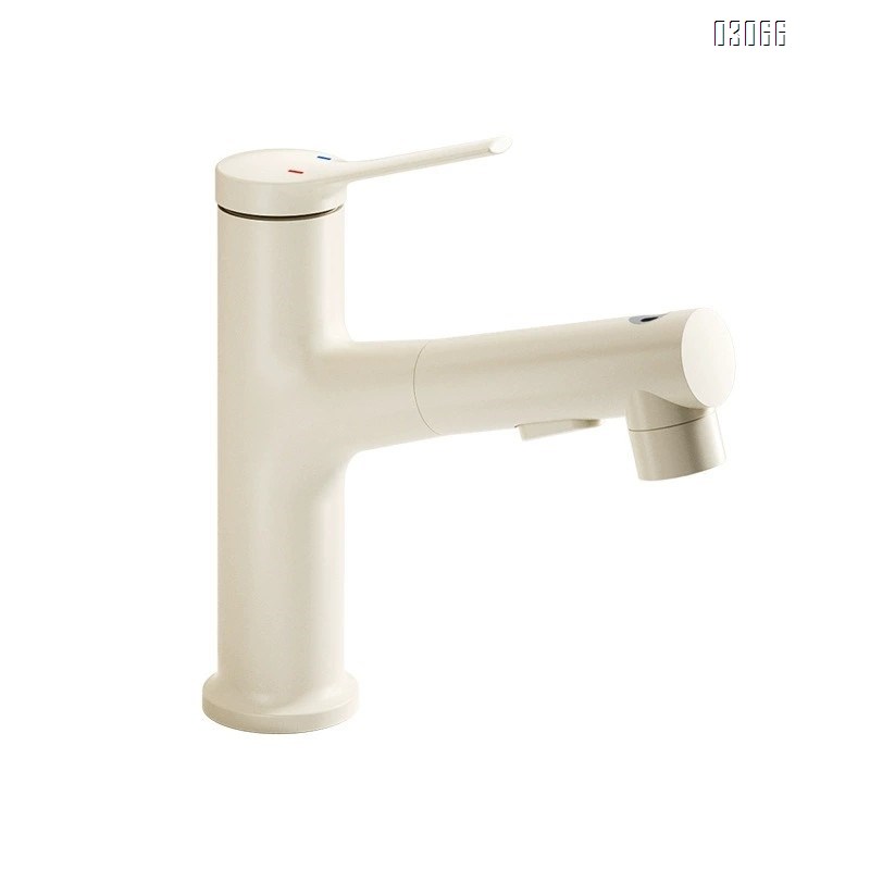 Brass Cream white countertop bathroom basin faucets with pull-out cold and hot water faucet rotatable wash basin faucet popular faucet