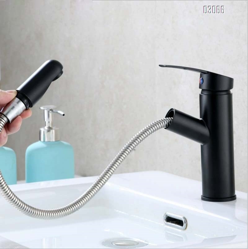 Brass Cream white countertop bathroom basin faucets with pull-out cold and hot water faucet rotatable wash basin faucet popular faucet