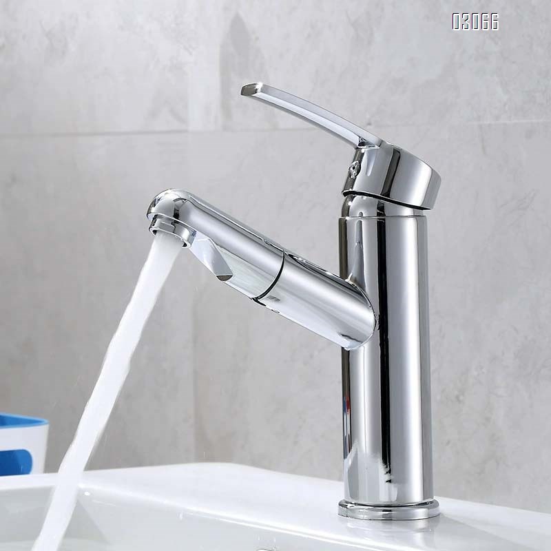 Brass Cream white countertop bathroom basin faucets with pull-out cold and hot water faucet rotatable wash basin faucet popular faucet