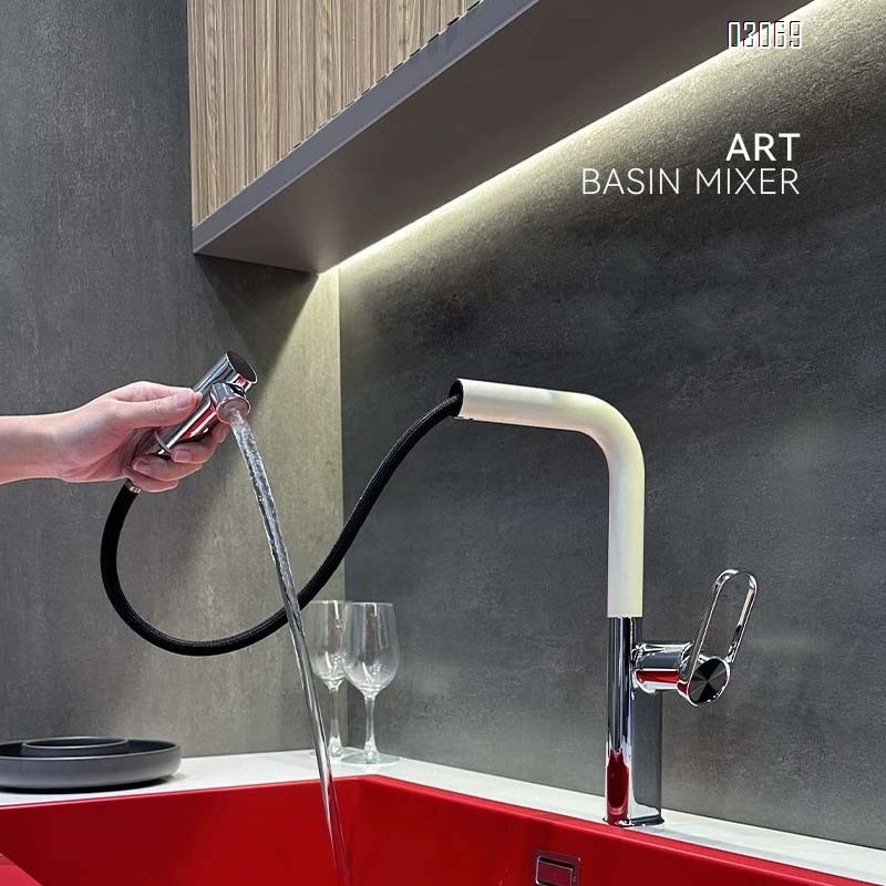 Gunmetal gray kitchen pull-out faucet with cold and hot water all-Brass vegetable sink satin finish wash basin faucet