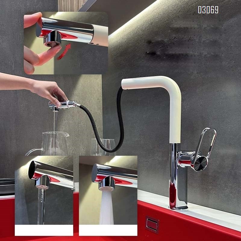 Gunmetal gray kitchen pull-out faucet with cold and hot water all-Brass vegetable sink satin finish wash basin faucet