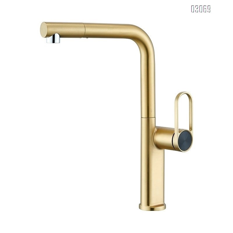 Gunmetal gray kitchen pull-out faucet with cold and hot water all-Brass vegetable sink satin finish wash basin faucet