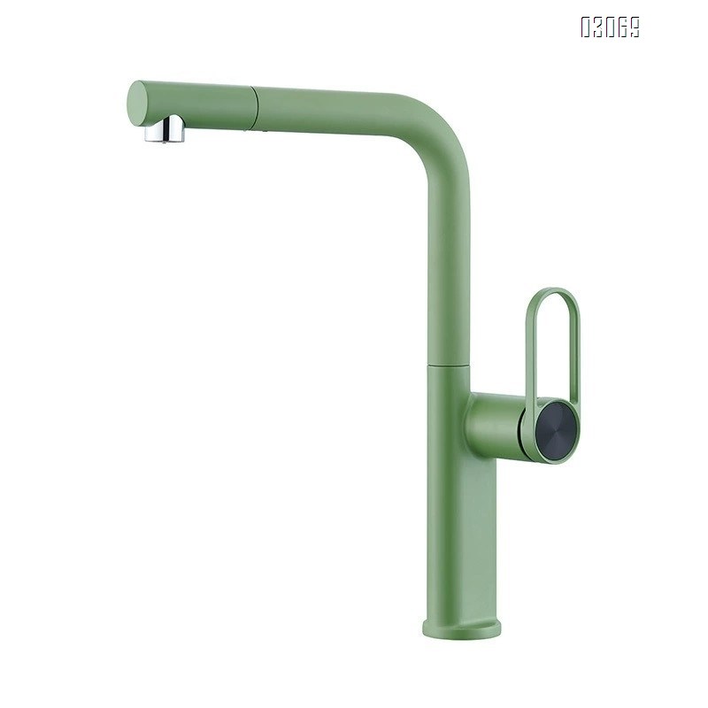 Gunmetal gray kitchen pull-out faucet with cold and hot water all-Brass vegetable sink satin finish wash basin faucet