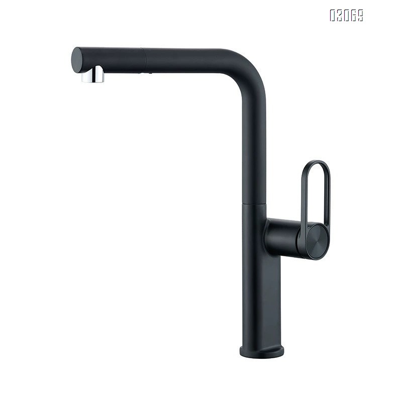 Gunmetal gray kitchen pull-out faucet with cold and hot water all-Brass vegetable sink satin finish wash basin faucet