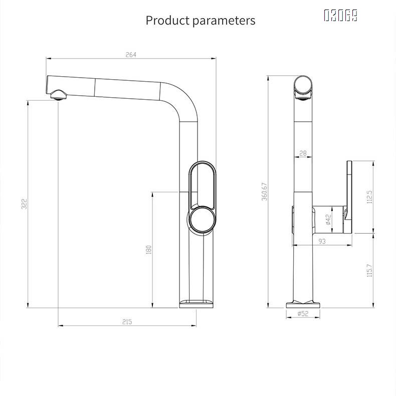 Gunmetal gray kitchen pull-out faucet with cold and hot water all-Brass vegetable sink satin finish wash basin faucet