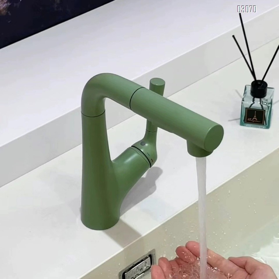 Gun Grey wash basin pull-out faucet lift bathroom basin Brass bathroom cabinet counter Cold and hot water