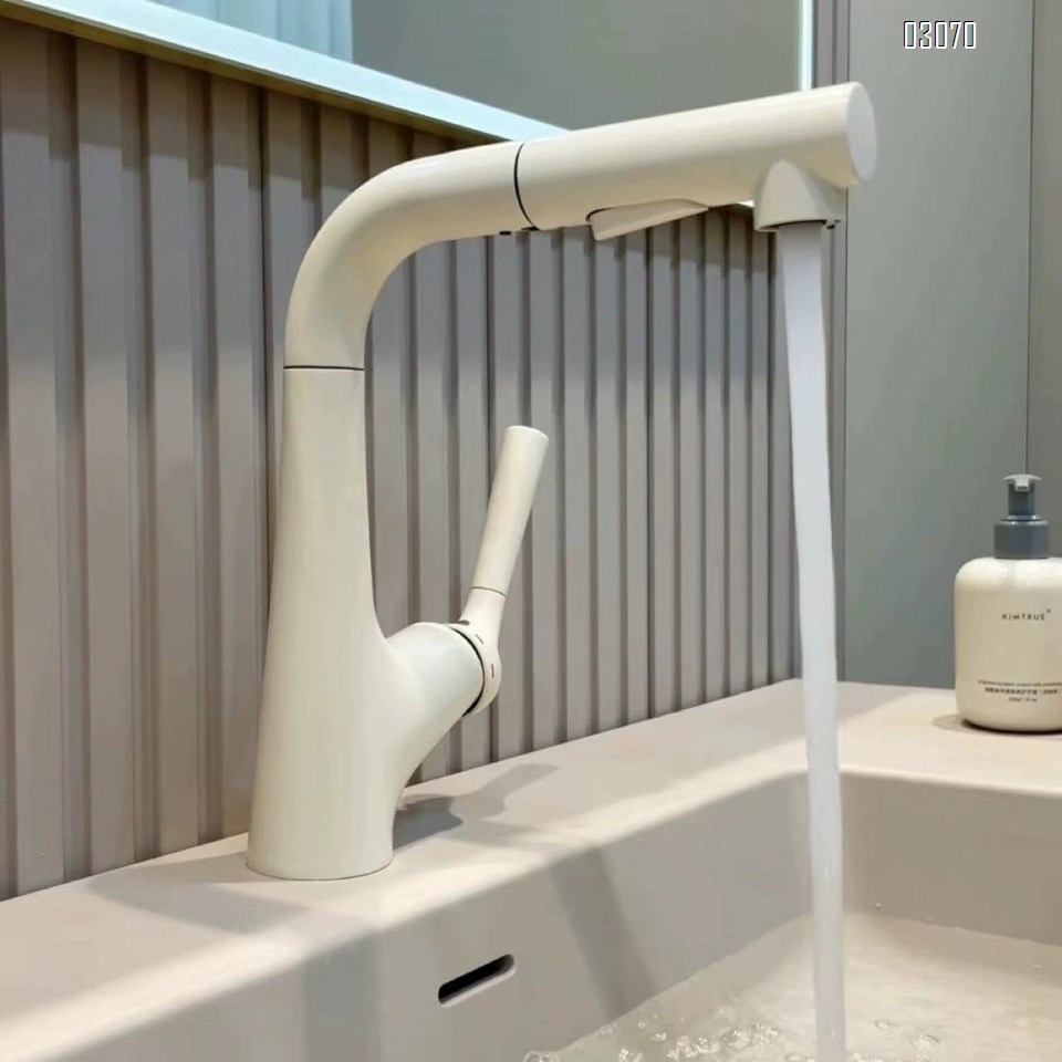 Gun Grey wash basin pull-out faucet lift bathroom basin Brass bathroom cabinet counter Cold and hot water