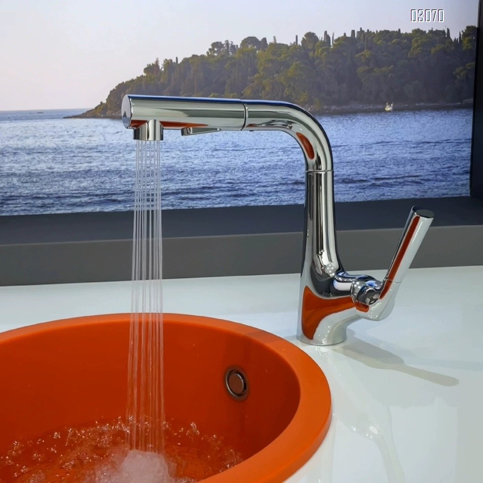 Gun Grey wash basin pull-out faucet lift bathroom basin Brass bathroom cabinet counter Cold and hot water