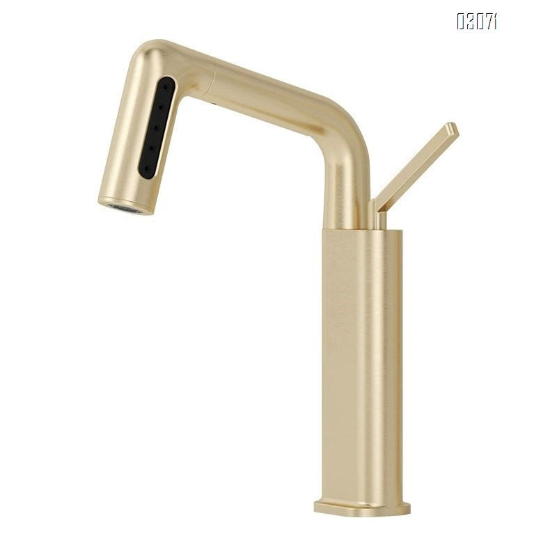 All-Brass white rain basin faucet with lifting and rotating heightening multi-functional cold and hot water faucet for bathroom
