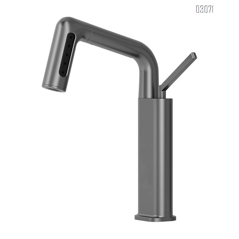 All-Brass white rain basin faucet with lifting and rotating heightening multi-functional cold and hot water faucet for bathroom