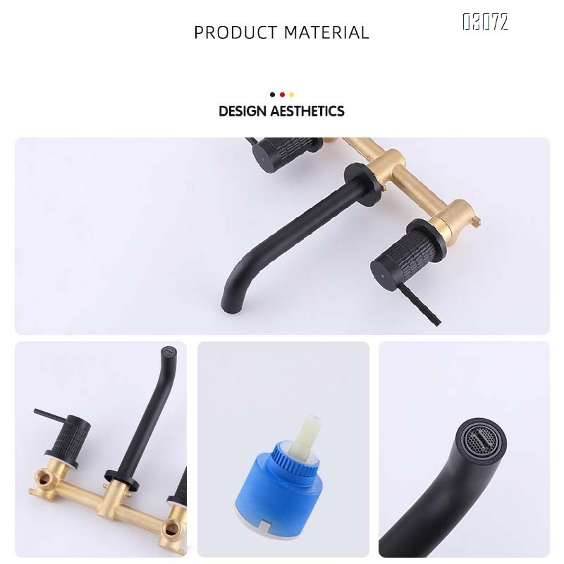 Luxury Simple Hidden In-Wall-mounted Full Brass Separate Hot and Cold Double-Handle Wash Basin Faucet