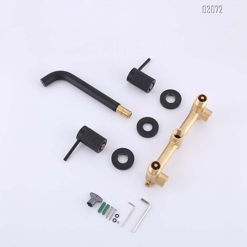 Luxury Simple Hidden In-Wall-mounted Full Brass Separate Hot and Cold Double-Handle Wash Basin Faucet