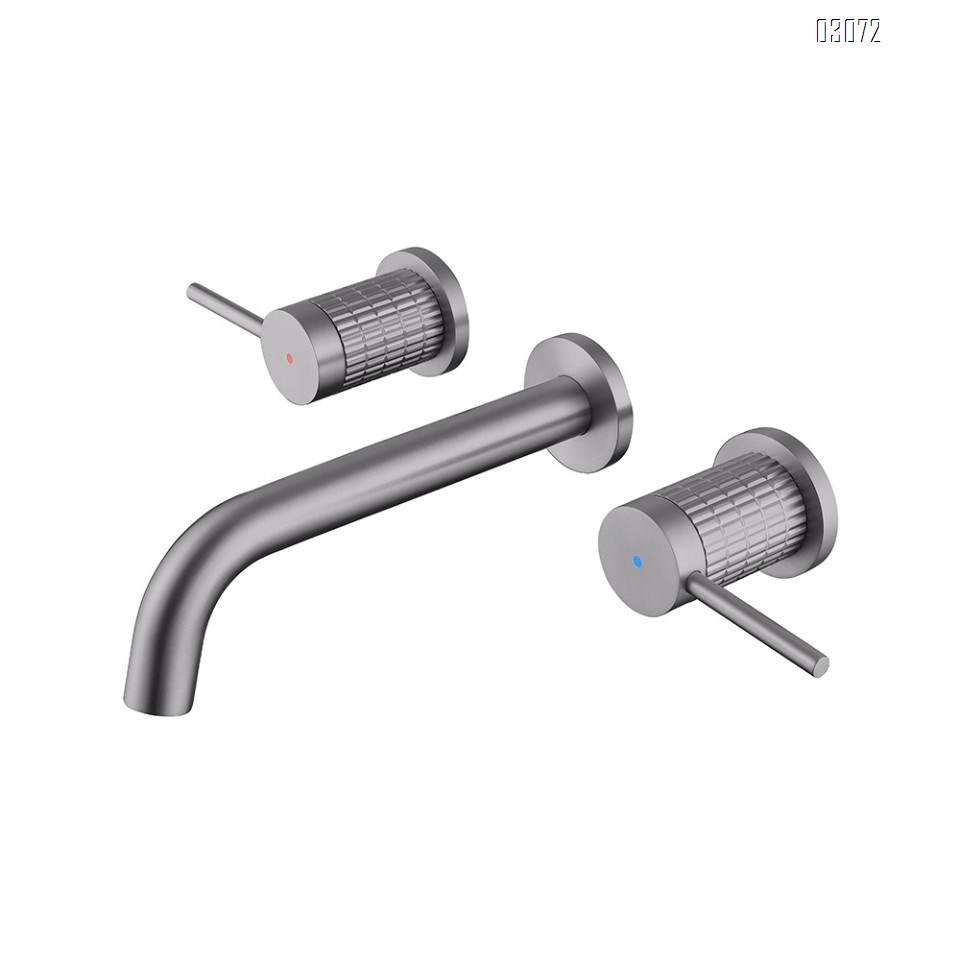 Luxury Simple Hidden In-Wall-mounted Full Brass Separate Hot and Cold Double-Handle Wash Basin Faucet