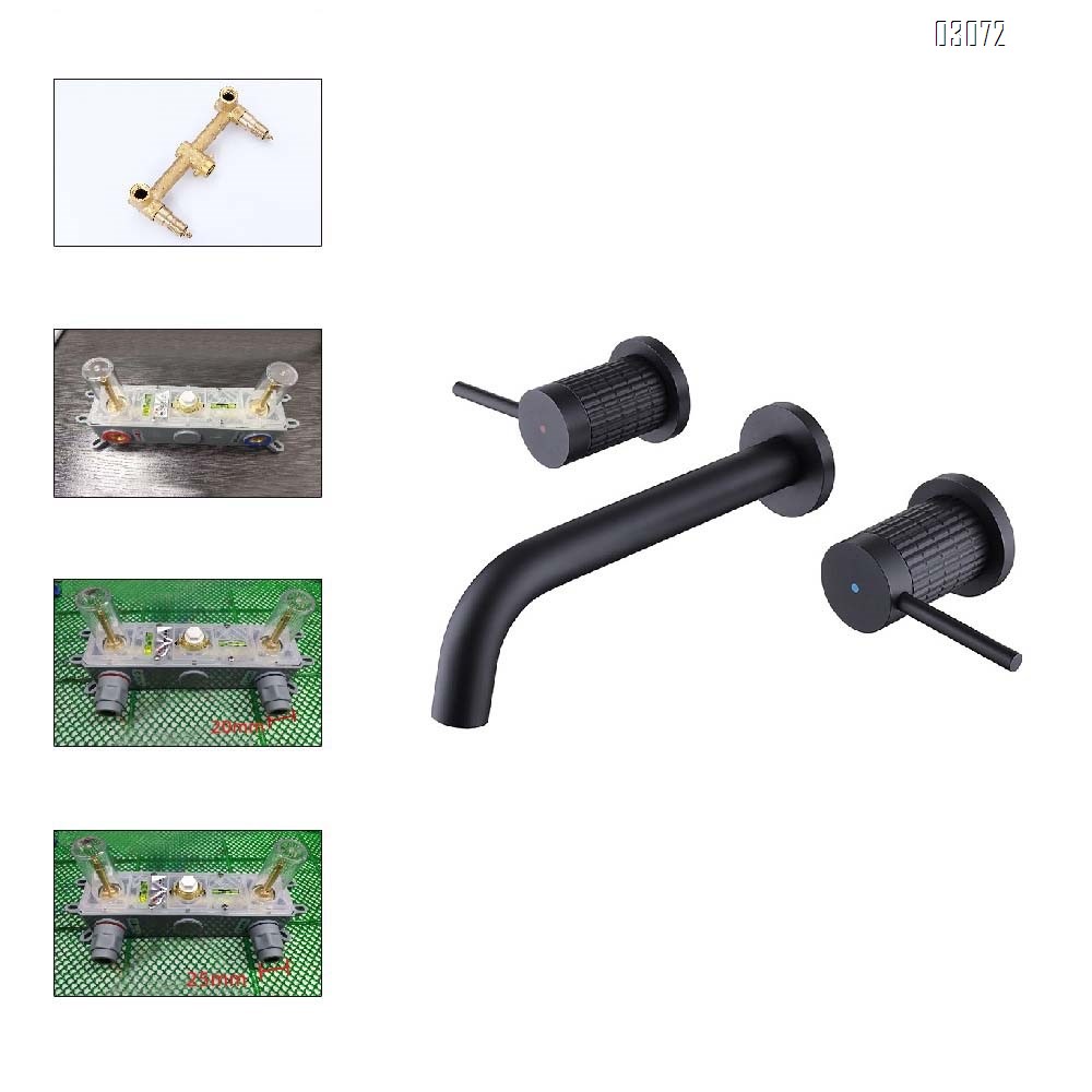 Luxury Simple Hidden In-Wall-mounted Full Brass Separate Hot and Cold Double-Handle Wash Basin Faucet