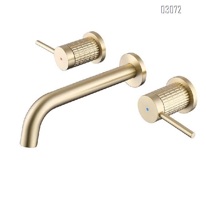 Luxury Simple Hidden In-Wall-mounted Full Brass Separate Hot and Cold Double-Handle Wash Basin Faucet