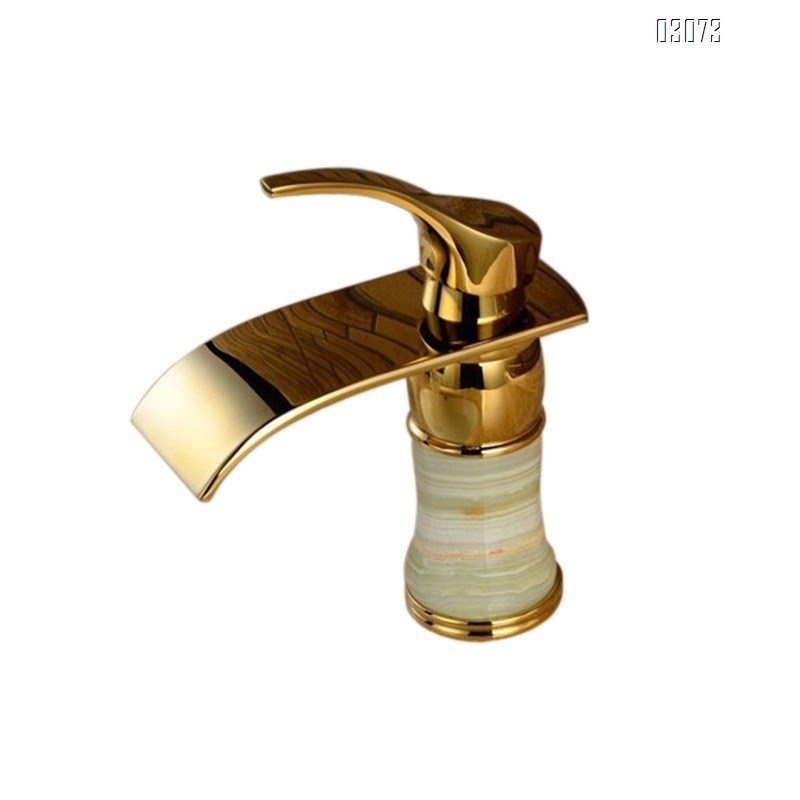 Sit-down jade waterfall lift-style faucet under-counter basin cold and hot water faucet bathroom wash basin faucet