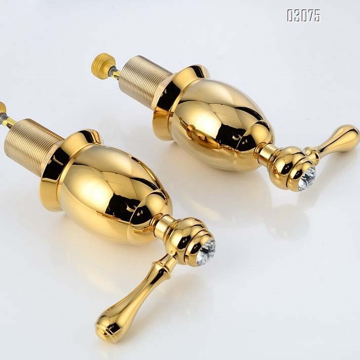 Three-hole Separate bathroom sink basin faucet waterfall style water outlet all-Brass Cold and Hot water faucet