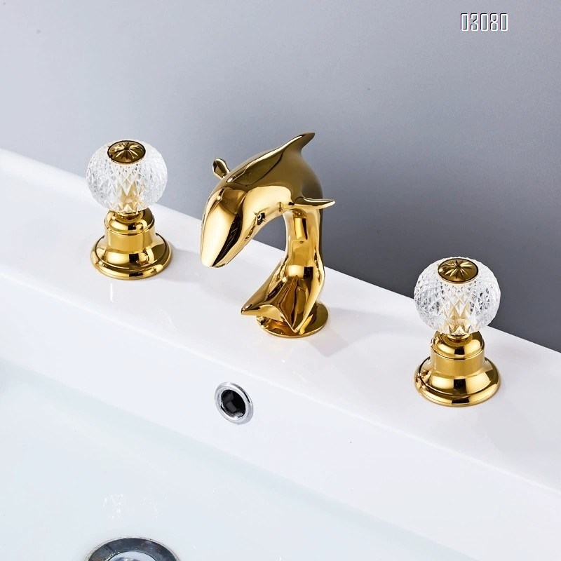 Crystal ball chrome black satin gold antique brass split three-piece set three five hole bathtub washbasin cold and hot water faucet