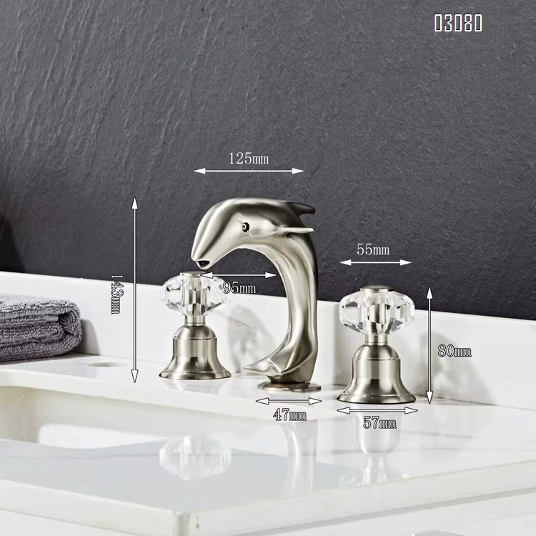 Crystal ball chrome black satin gold antique brass split three-piece set three five hole bathtub washbasin cold and hot water faucet
