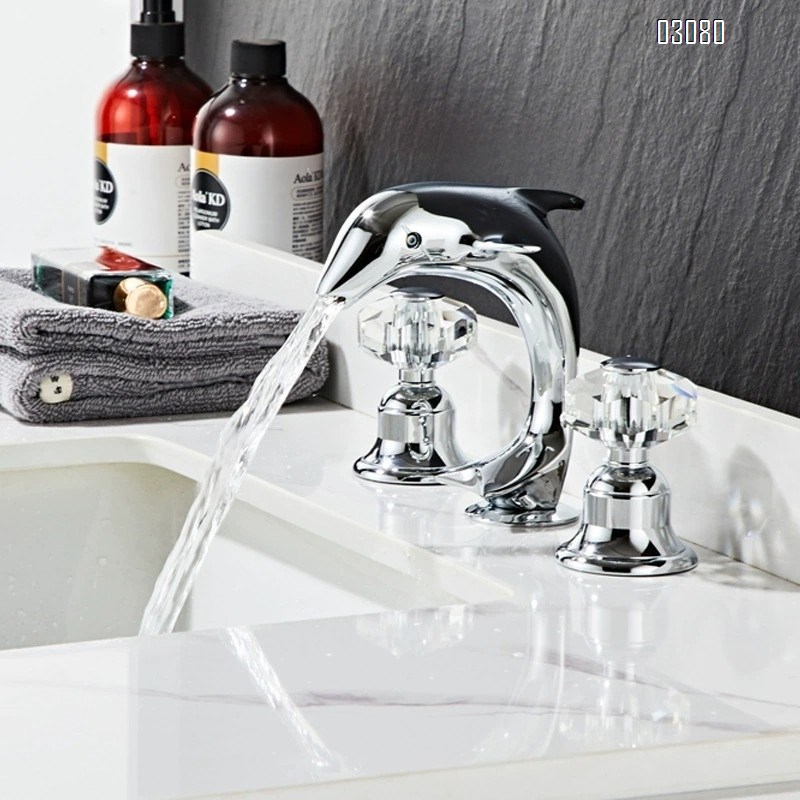 Crystal ball chrome black satin gold antique brass split three-piece set three five hole bathtub washbasin cold and hot water faucet