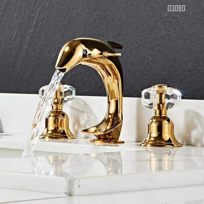 Crystal ball chrome black satin gold antique brass split three-piece set three five hole bathtub washbasin cold and hot water faucet