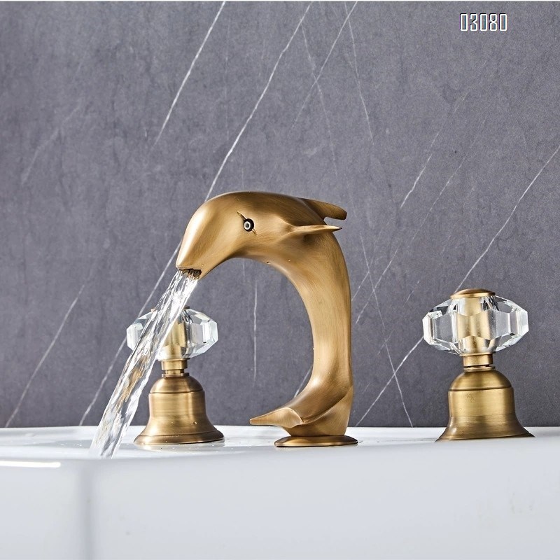 Crystal ball chrome black satin gold antique brass split three-piece set three five hole bathtub washbasin cold and hot water faucet