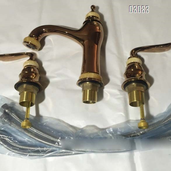 European rose gold Brass Jade stone jade separate three-hole Separate eight-inch medium hole wash basin  faucets Mixer Sink Basin Tap