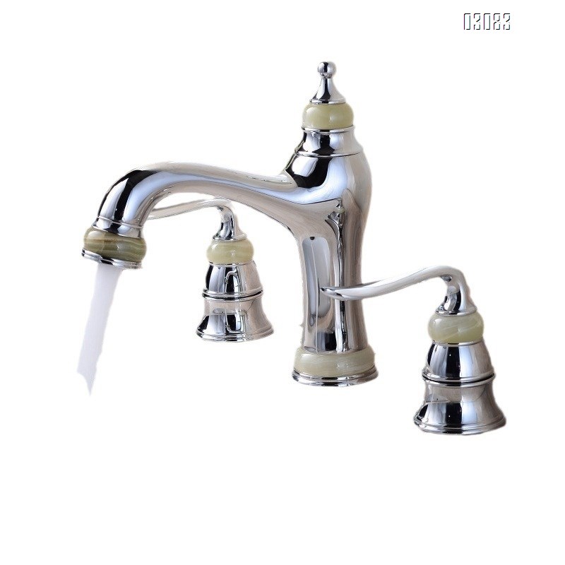 European rose gold Brass Jade stone jade separate three-hole Separate eight-inch medium hole wash basin  faucets Mixer Sink Basin Tap