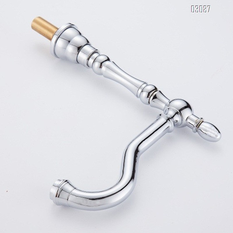 Ceramic handle double handle faucet bamboo segment separate eight inches three hole three piece set washbasin faucet outlet rotated
