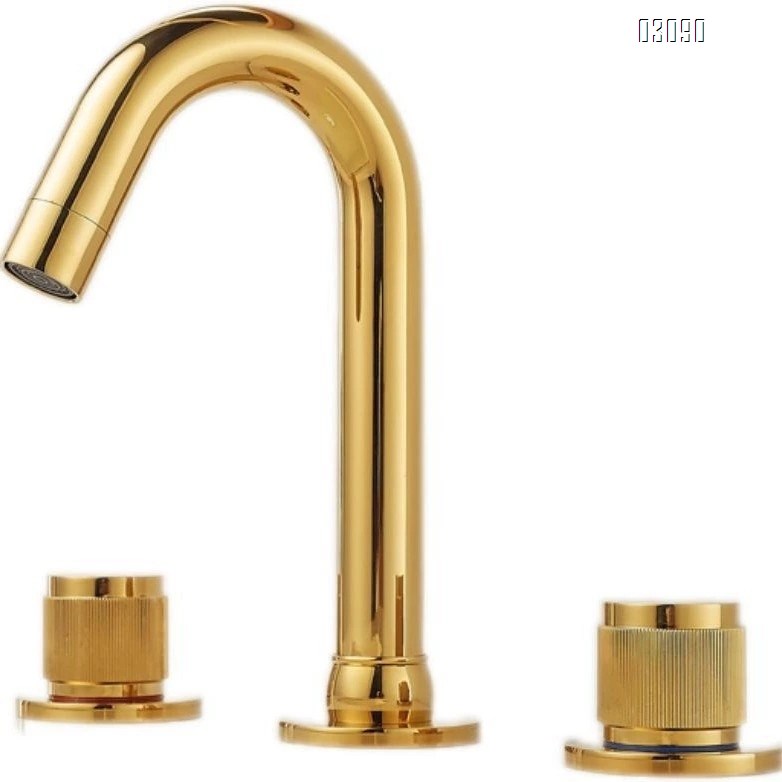 Brass Chrome plated black gold three-hole vertical three-piece basin separate cold and hot water faucet 7-shaped 360 degree rotation