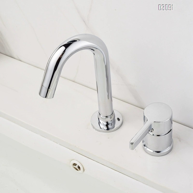 Chrome plated black gold two-hole vertical two-piece wash basin separate cold and hot water faucet rotating pipe outdoor flush