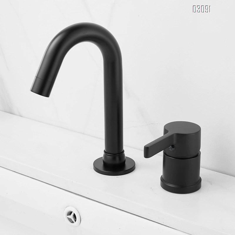 Chrome plated black gold two-hole vertical two-piece wash basin separate cold and hot water faucet rotating pipe outdoor flush