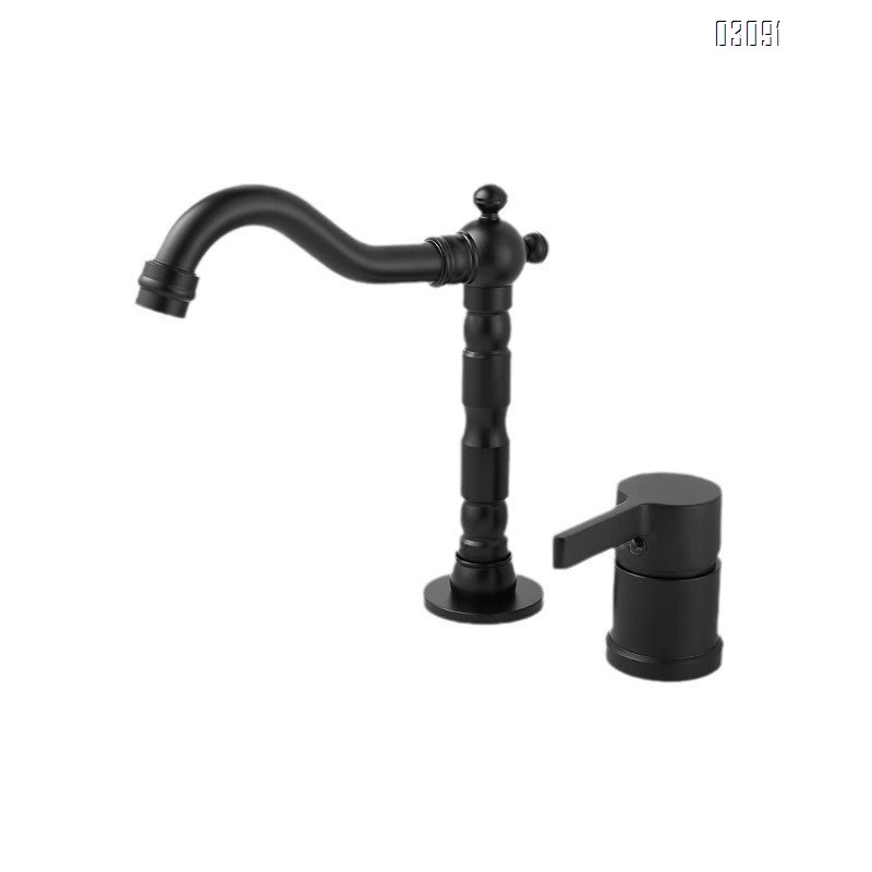 Chrome plated black gold two-hole vertical two-piece wash basin separate cold and hot water faucet rotating pipe outdoor flush