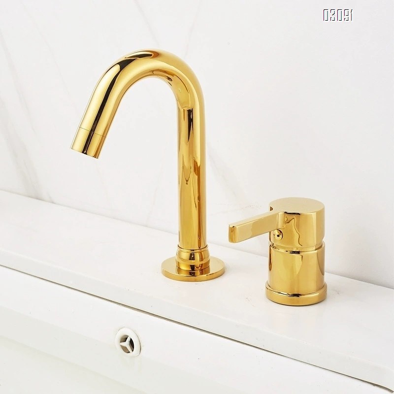 Chrome plated black gold two-hole vertical two-piece wash basin separate cold and hot water faucet rotating pipe outdoor flush