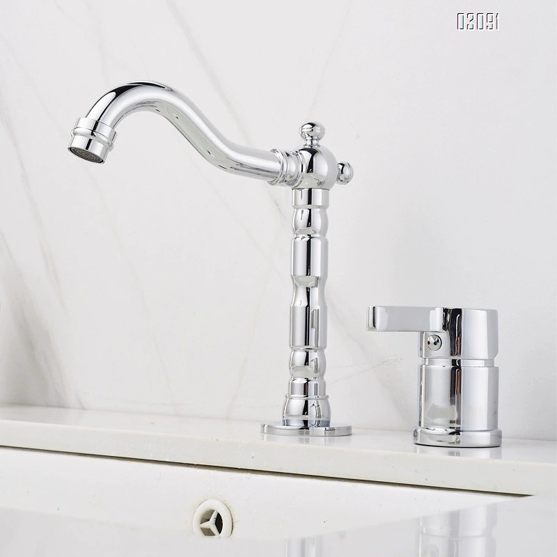 Chrome plated black gold two-hole vertical two-piece wash basin separate cold and hot water faucet rotating pipe outdoor flush