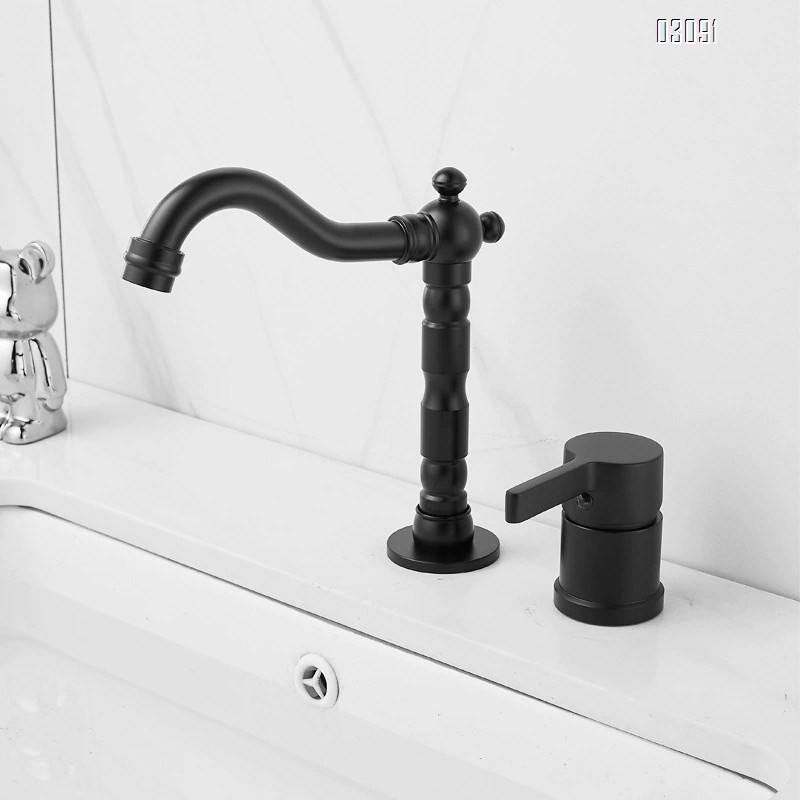 Chrome plated black gold two-hole vertical two-piece wash basin separate cold and hot water faucet rotating pipe outdoor flush