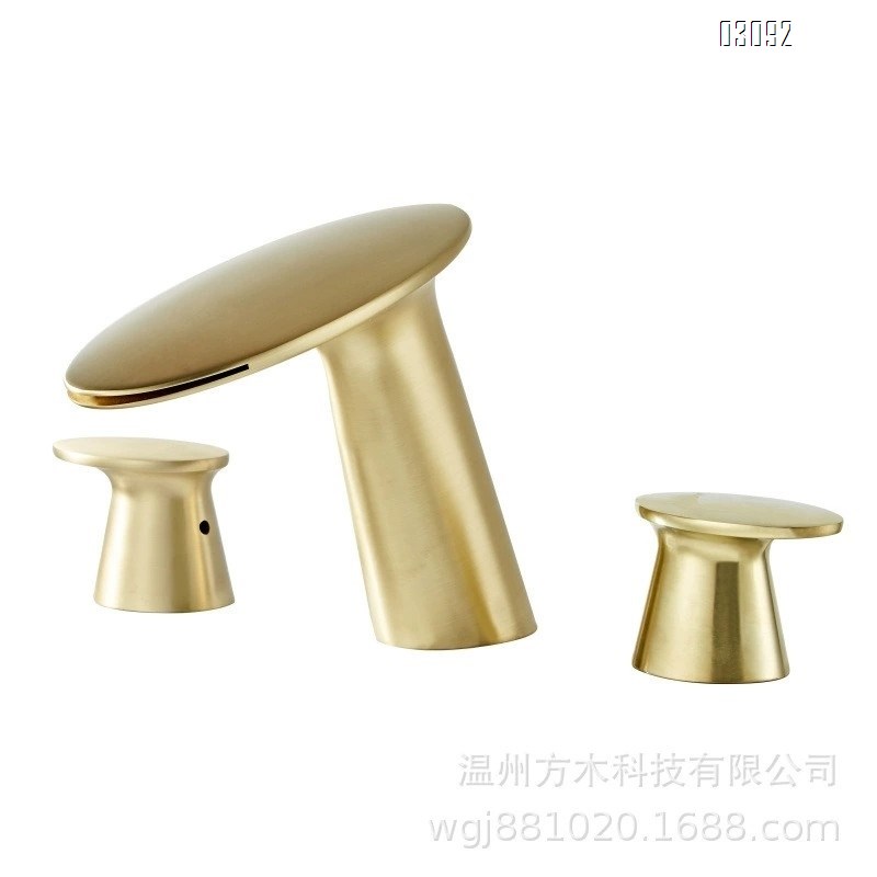 Brass Three-Hole separate basin faucet with 8.3 cm holes in the waterfall style Cold and Hot water bathroom sink Faucets