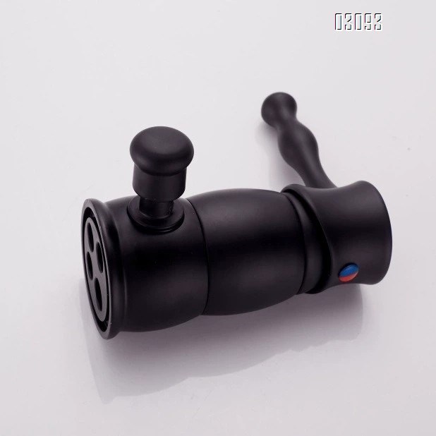 European All Brass Black Three-Hole Separate Basin Faucets Cold and hot water bathroom Sink Faucet with shower head