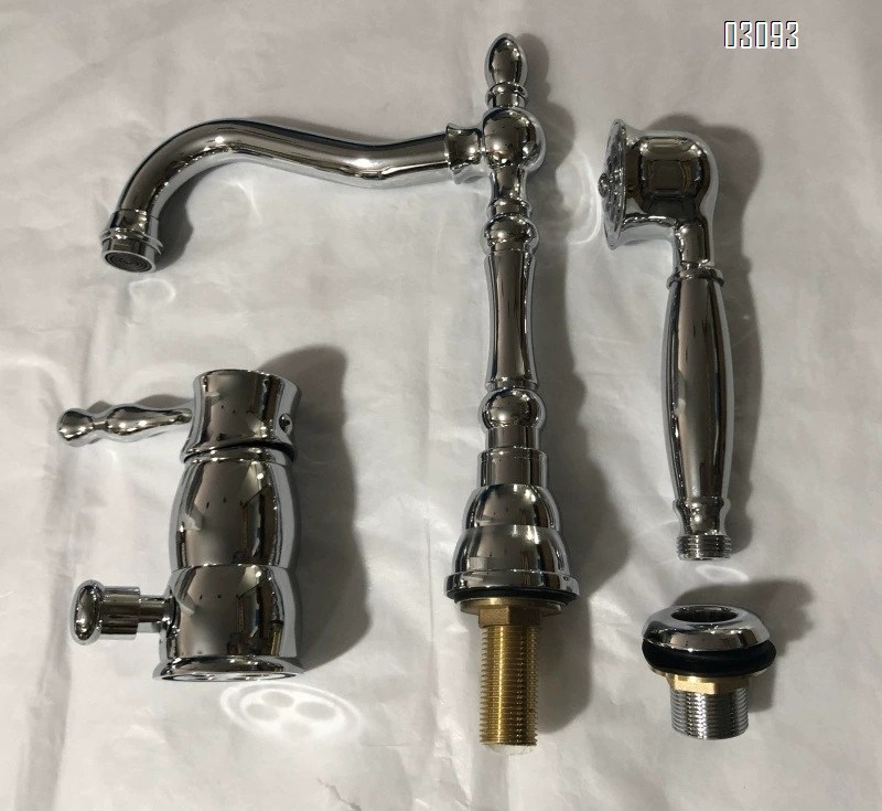 European All Brass Black Three-Hole Separate Basin Faucets Cold and hot water bathroom Sink Faucet with shower head