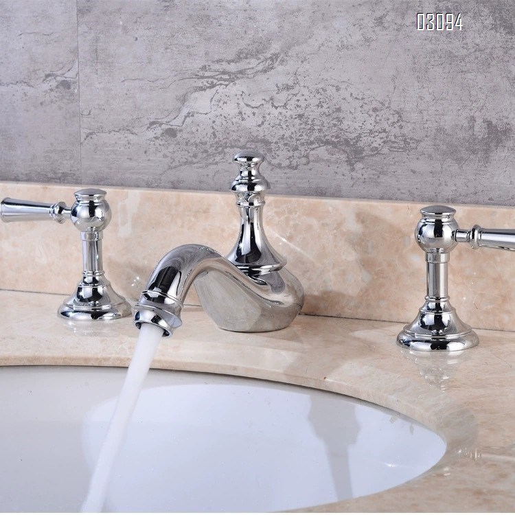 Chrome plated black antique brass vertical split three-hole Separate hot and cold water double handle three-piece set bathroom sink  basin faucets