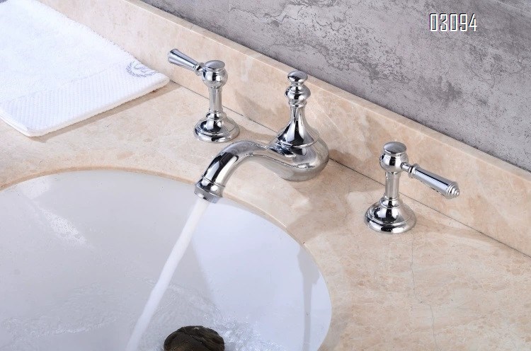 Chrome plated black antique brass vertical split three-hole Separate hot and cold water double handle three-piece set bathroom sink  basin faucets