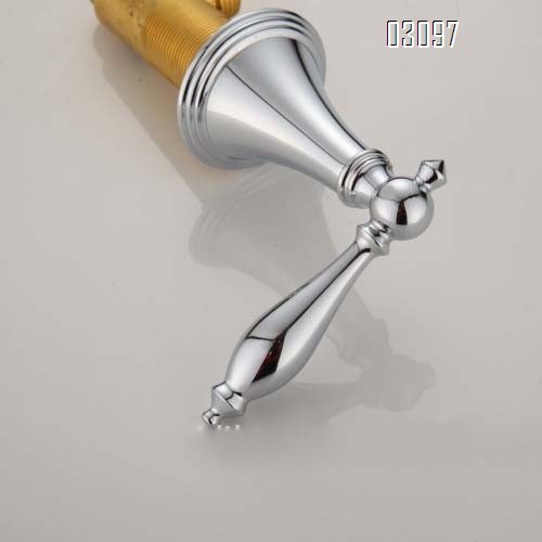Brass Chrome waterfall three-piece set faucet vertical split double handle three-hole wash basin wash basin faucet