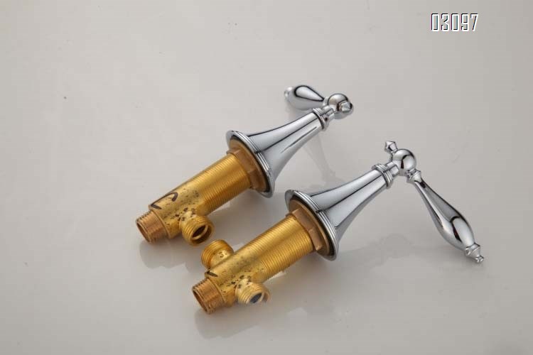 Brass Chrome waterfall three-piece set faucet vertical split double handle three-hole wash basin wash basin faucet
